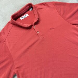 Tommy Bahama Polo Shirt Men Medium Red Coral IslandZone Short Sleeve Performance